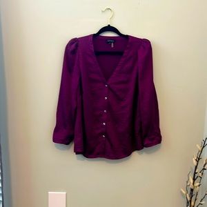 Purple long sleeve button up blouse size large